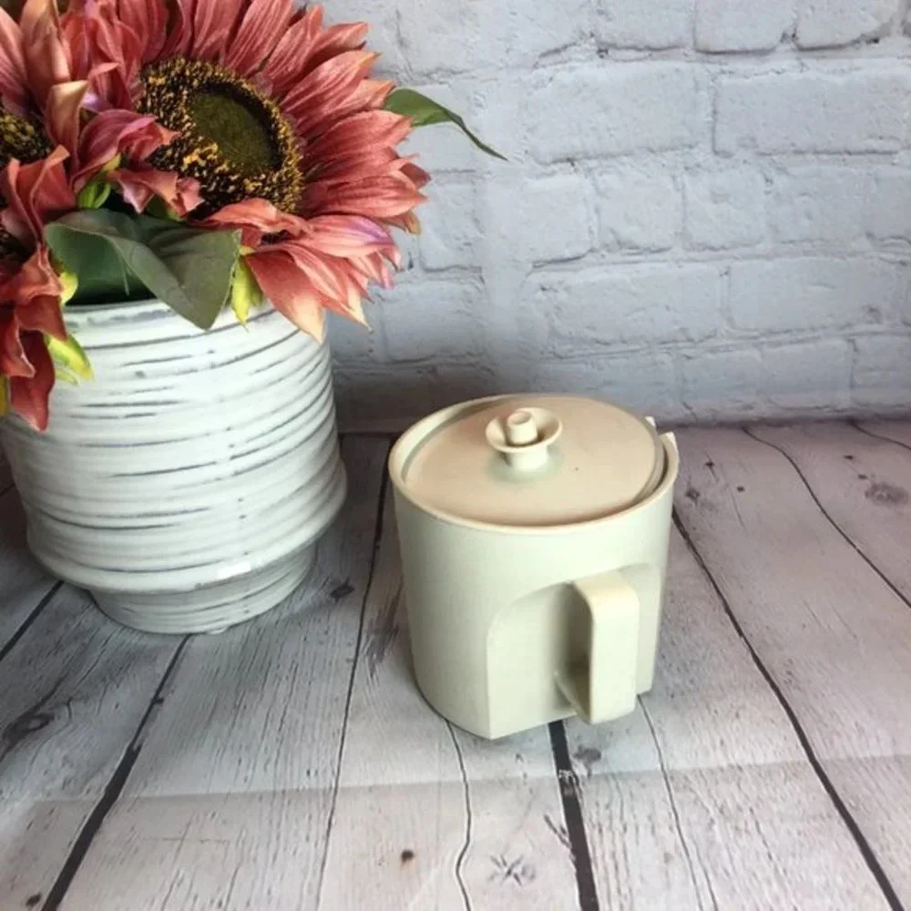 Vintage tupperware almond SUGAR container with 3 part seal